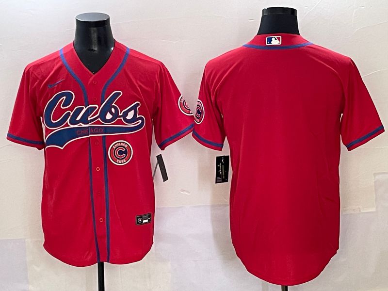 Men 2025 Chicago Cubs Blank Red Joint Name Nike MLB Jersey style 5